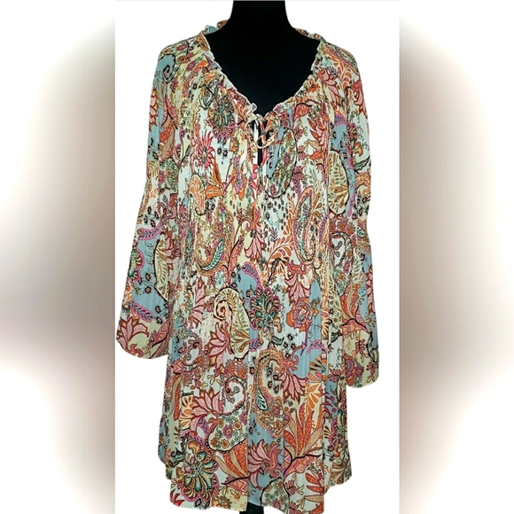 Retro XL Disco Cottagecore Bell Sleeve Babydoll Dress - Picture 1 of 6